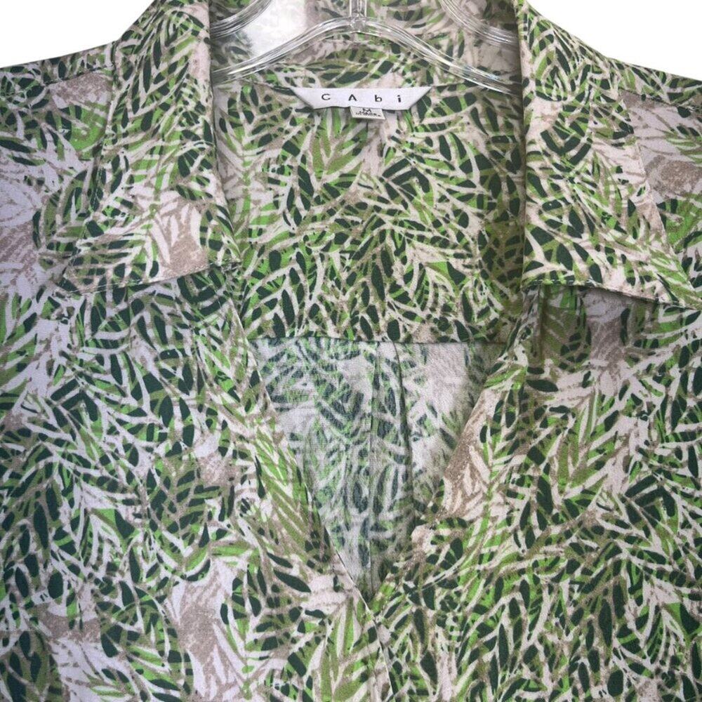 CAbi Dress Green Women's Size M Faux Wrap Elastic Waist Long Sleeve Green Tropic - Picture 10 of 12